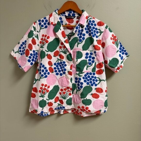 Marimekko Tops - Marimekko Uniqlo Womens Fruit Top Size M Button Up Cotton Hippie Artsy Cherry
